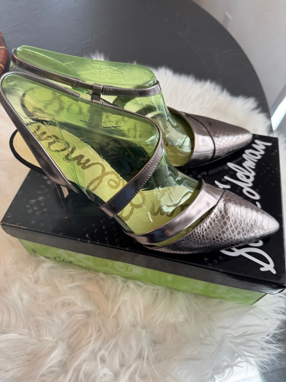 NWT Sam Edelman Othello Metallic Pewter Pointed Toe Heels size 10 - Picture 13 of 13